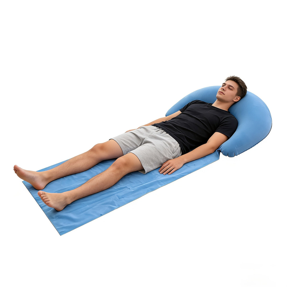 Beach Mat with Inflatable Neck Pillow – Sand-Free