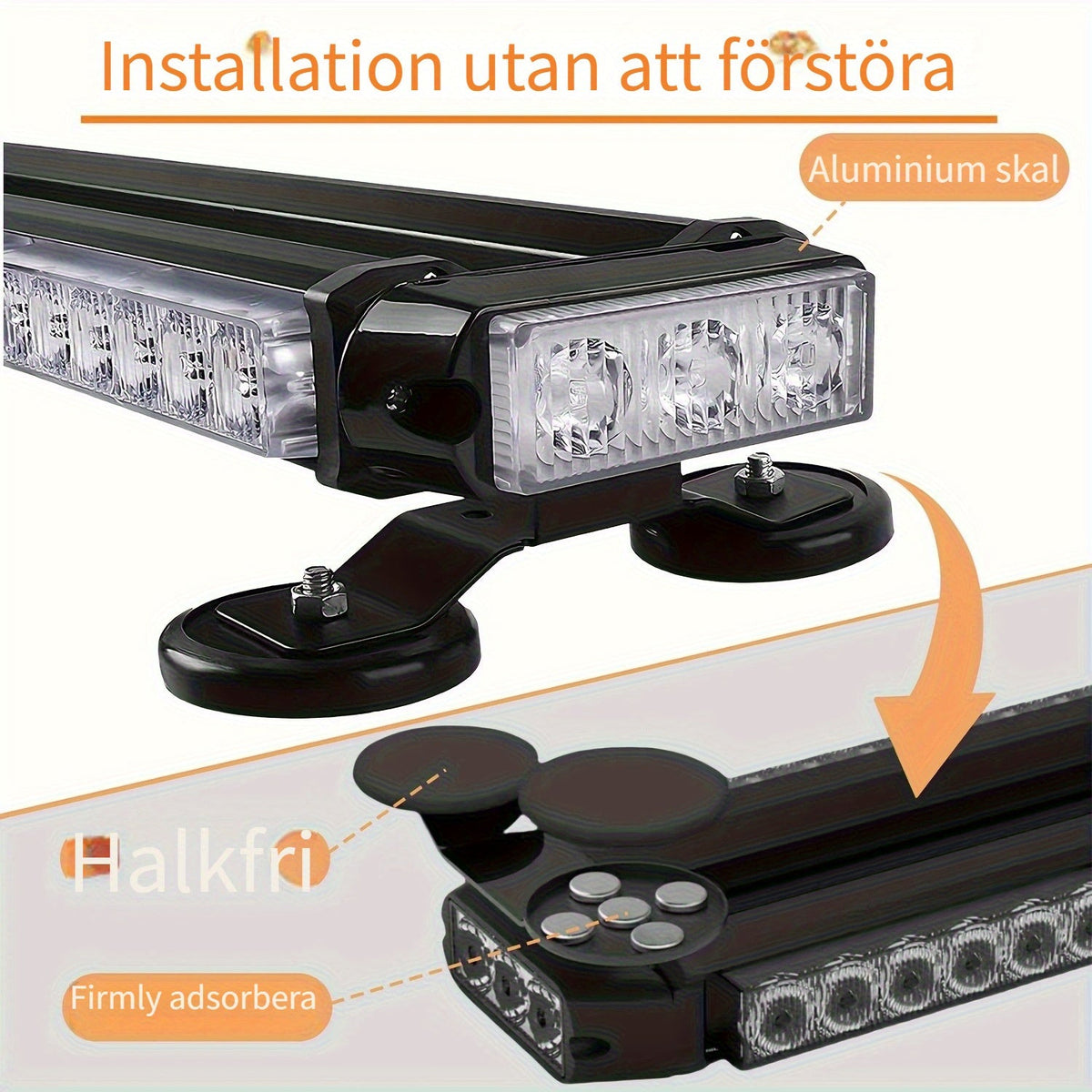 Warning Light Bar 38" – Amber/White for Trucks