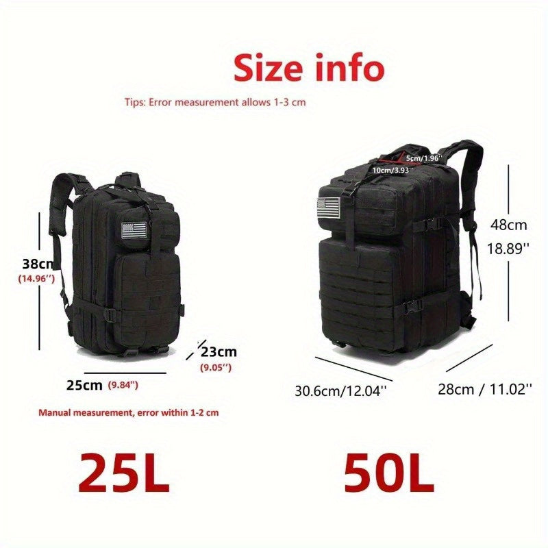 Hiking Backpack 1000D – 25–50L Hard-Wearing