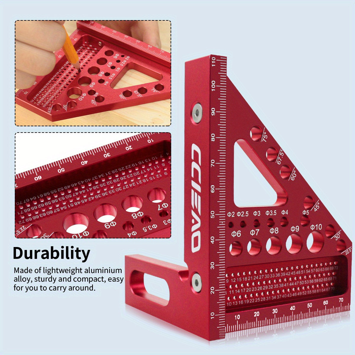 3D Carpenter's Square – Angle Ruler with Scriber