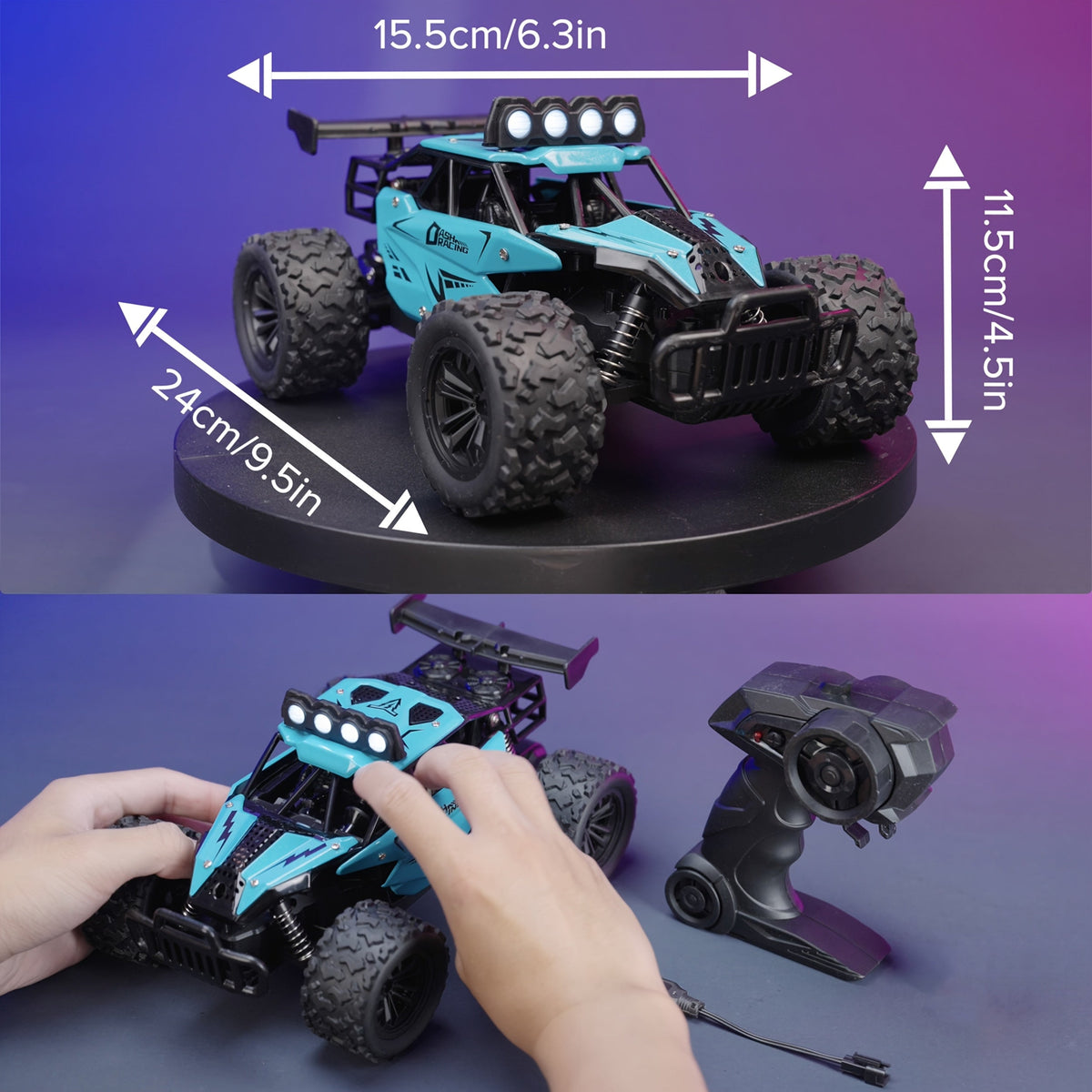 Remote control car with metal body