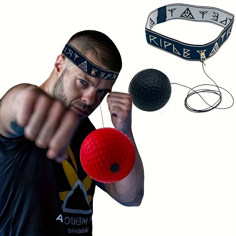 The headband ball in action – the ball bouncing back