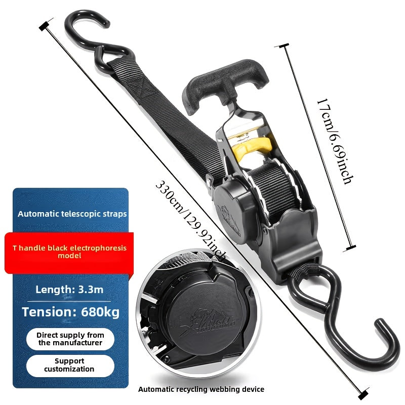 Tie-down strap with automatic rewind