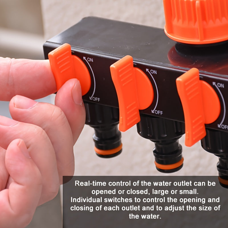 4-Way Tap Connector – Hose Splitter with Shut-Off Valves