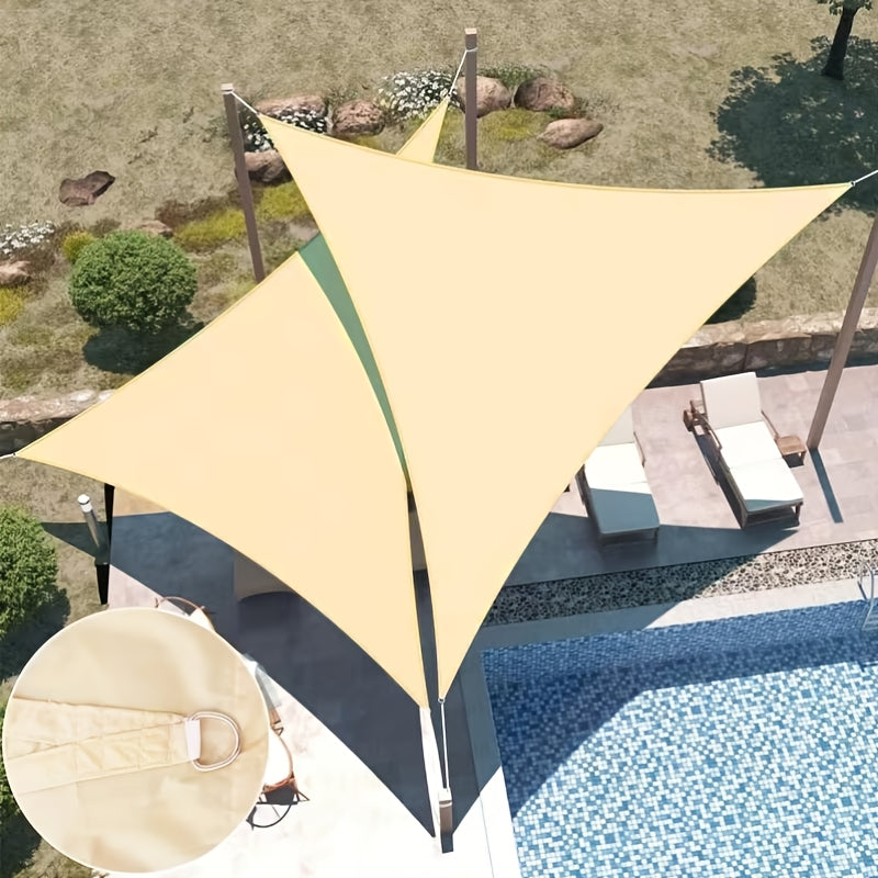 Triangular sun sail in khaki