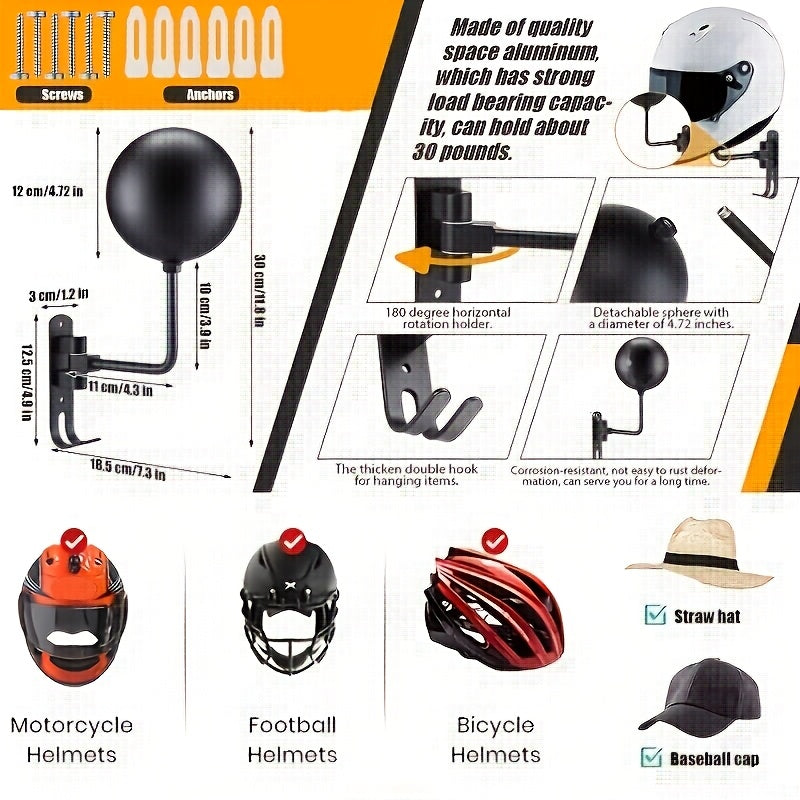 Helmet secured on the wall mount