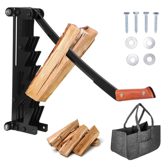 Manual log splitter, wall-mounted