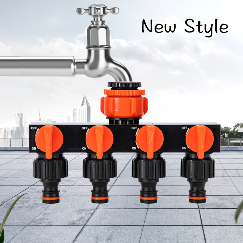 4-Way Tap Connector – Hose Splitter with Shut-Off Valves