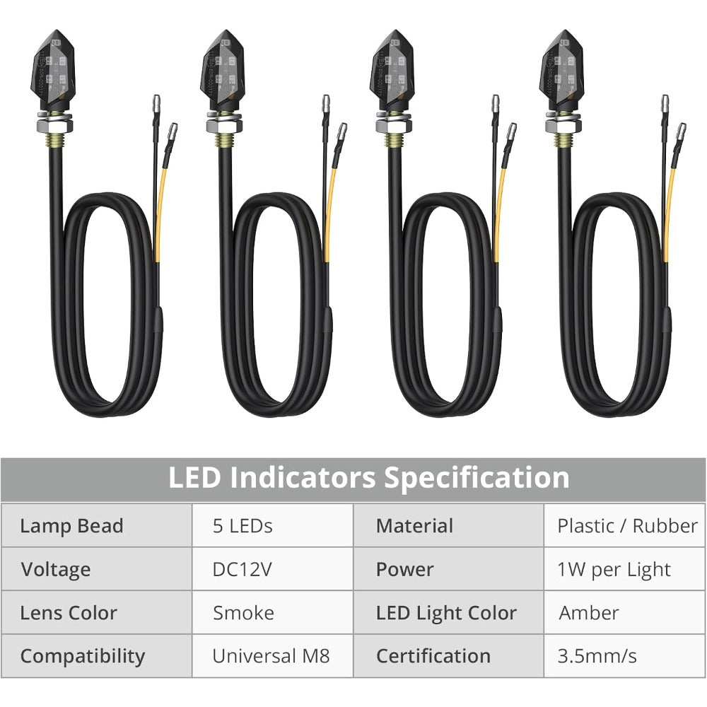 Motorbike LED Indicators 4-Pack – Micro Amber 12V