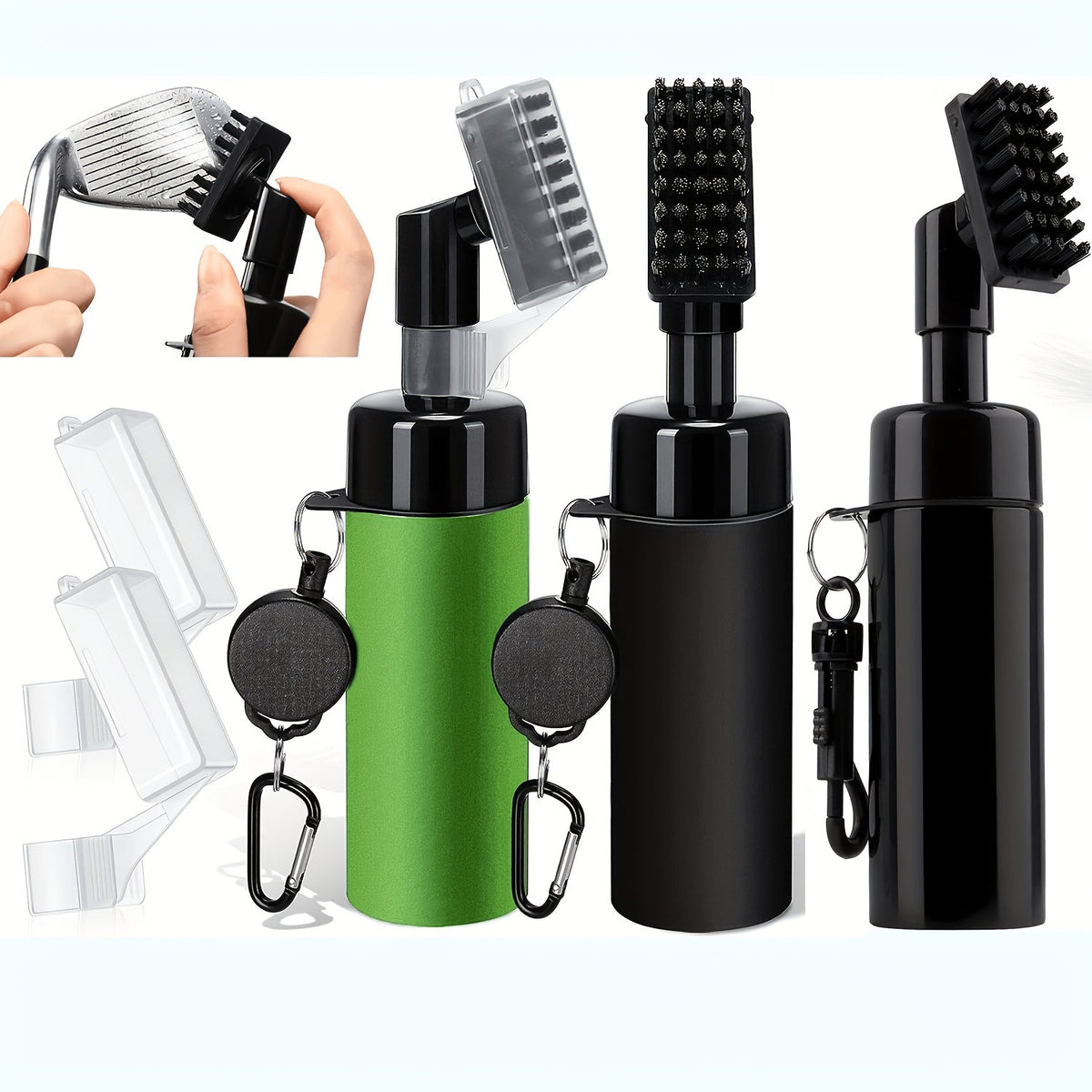 Golf club brush with water spray