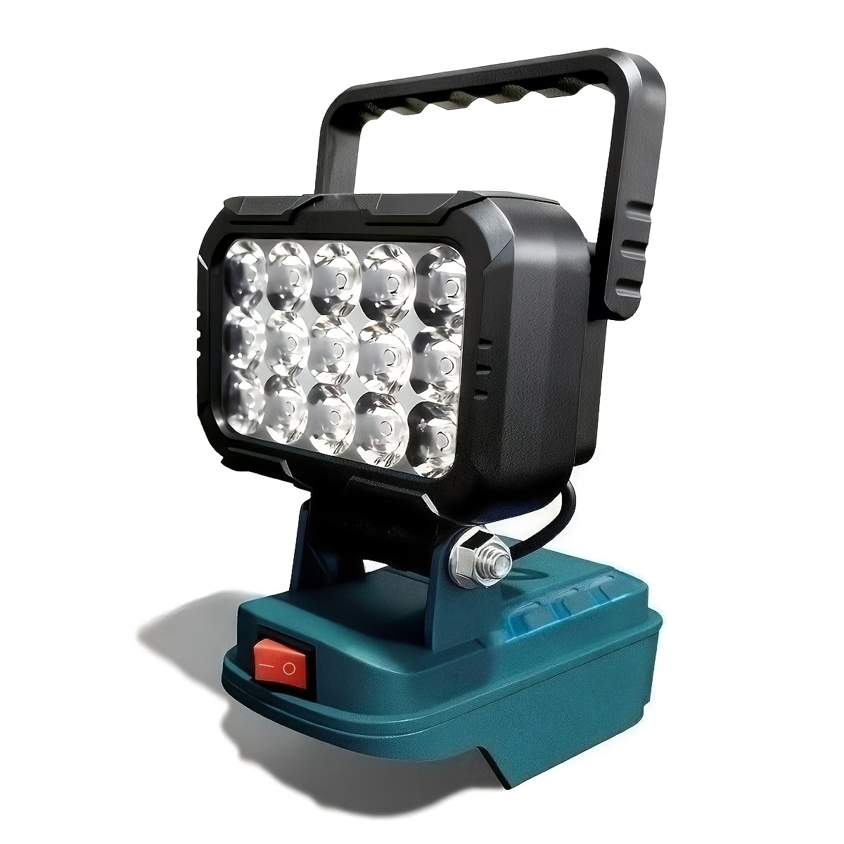 The work light at an angle from the front with the switch