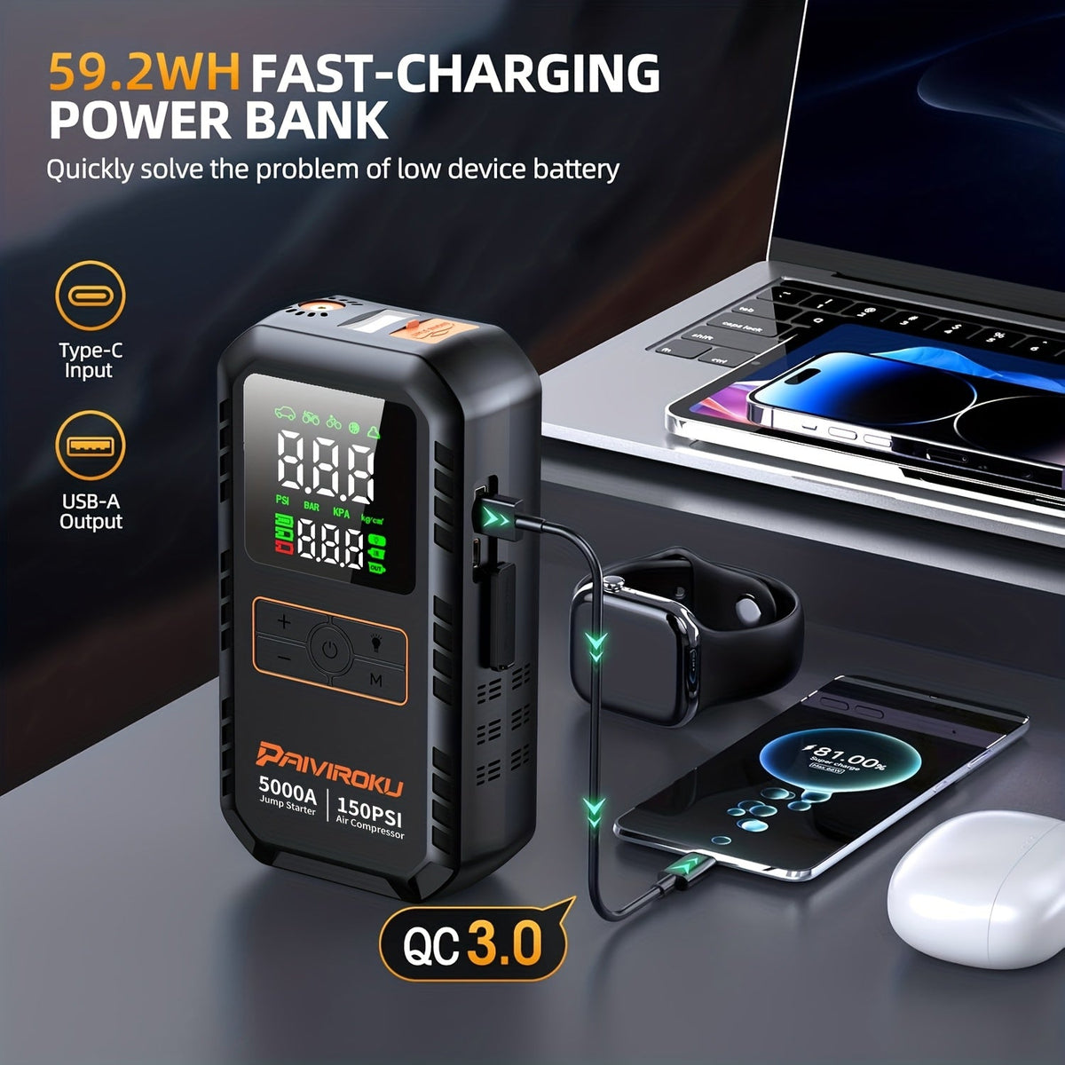 Jump starter LED emergency light
