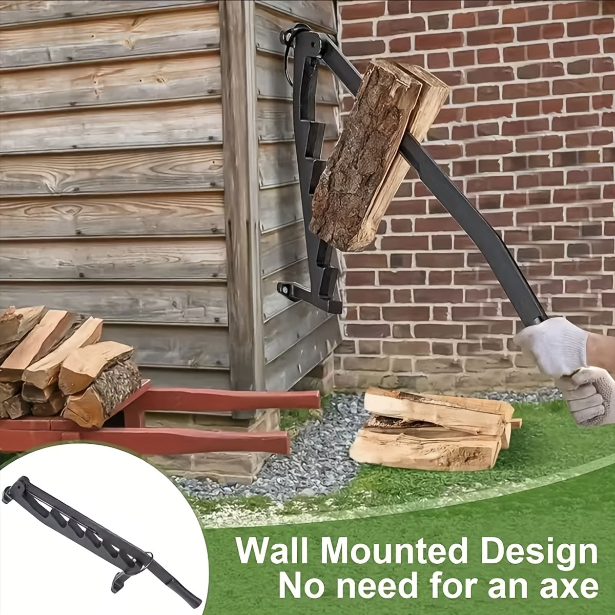 Manual Log Splitter – Wall-Mounted Cast Iron