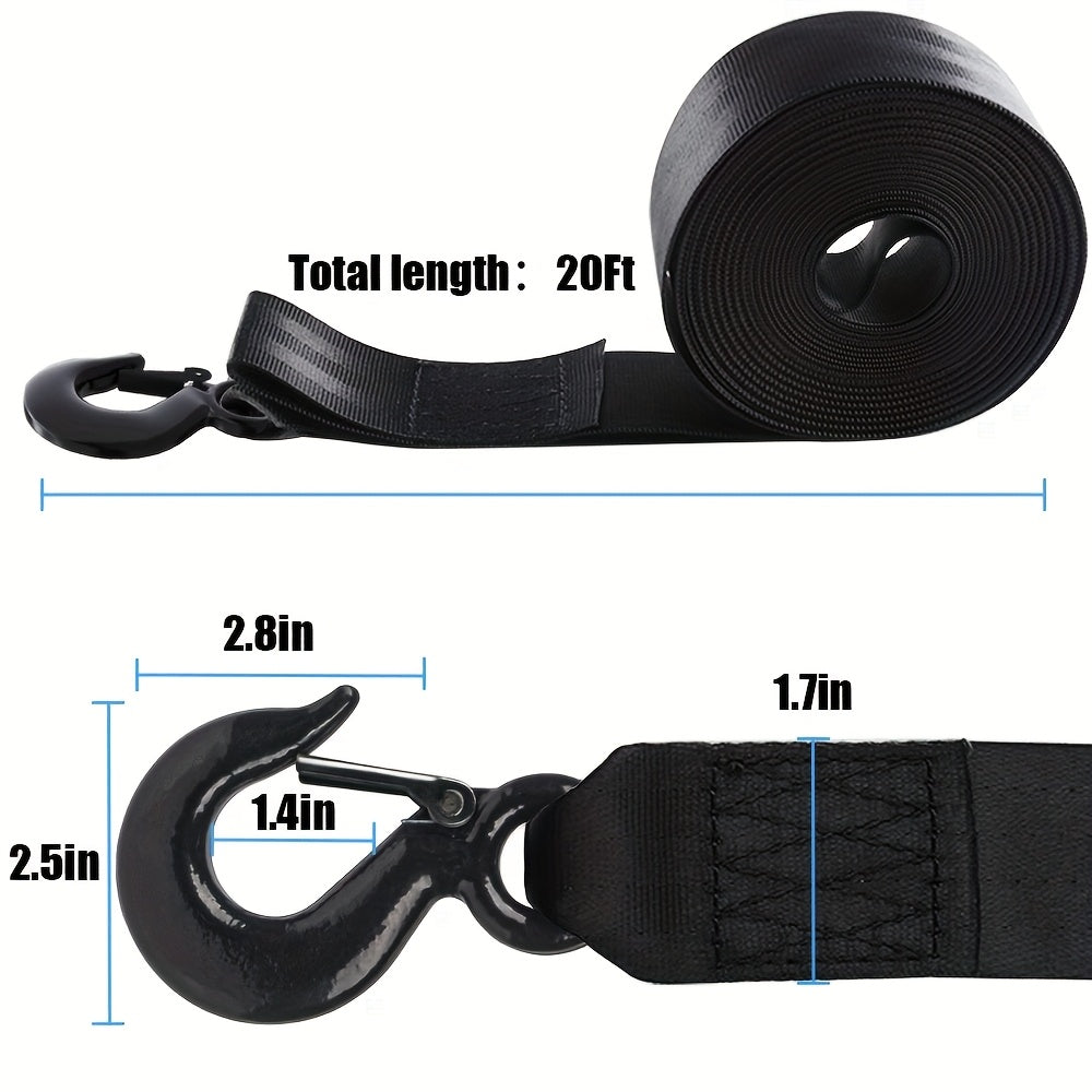 Boat Trailer Winch Strap – Heavy-Duty with Hook, 12000 lbs