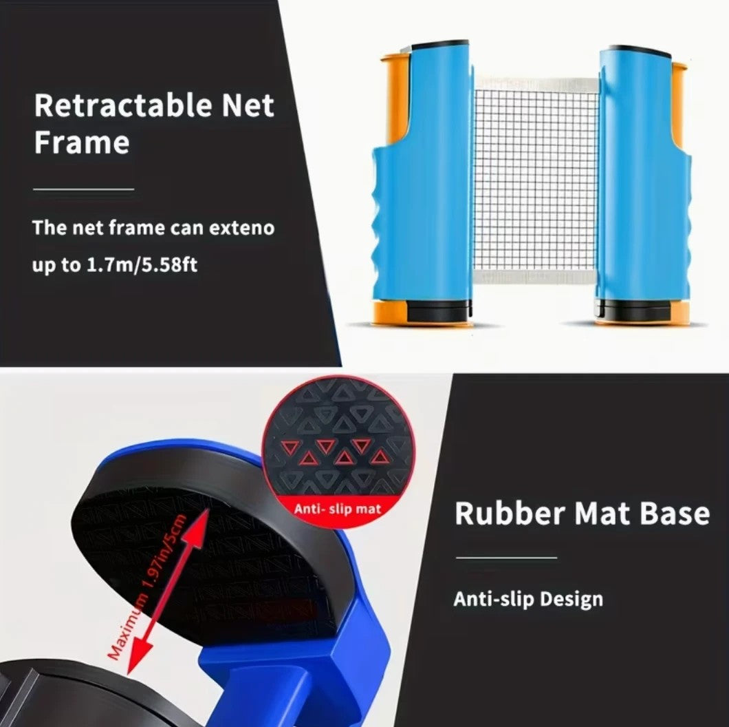 The net extends to 1.7 m – anti-slip rubber base