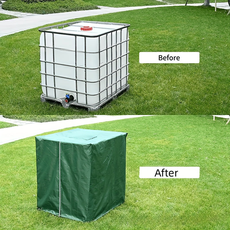 Before and after – IBC tank without and with the cover