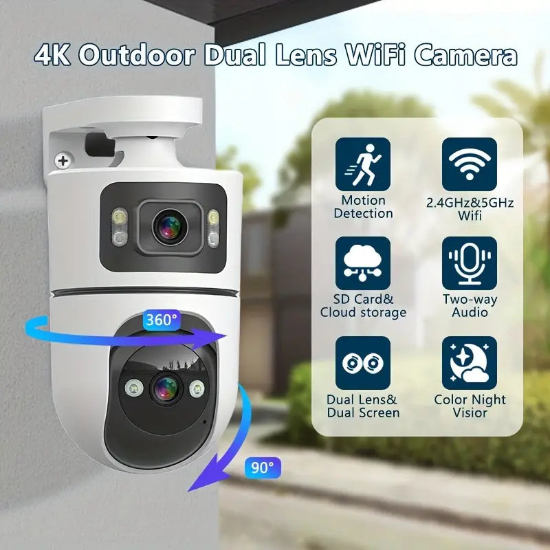 Security camera mounted outdoors