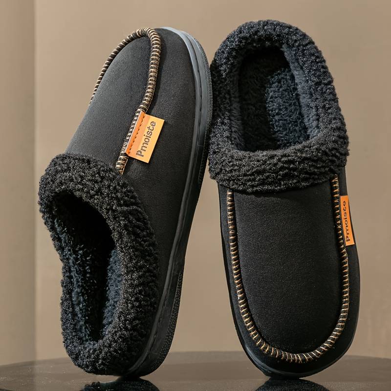 Men's Plush Slippers – Warm with TPR Sole for Indoors & Out